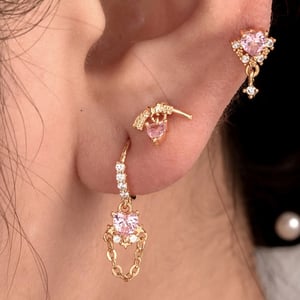 1 Piece Simple Series  Heart Copper   Gold Color Zircon Women's Stud Earrings h5 Picture2